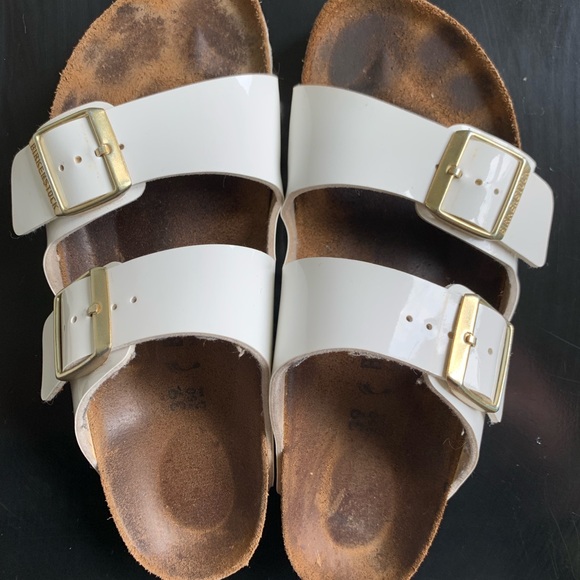Birkenstock Shoes - Birkenstock Arizona white patent birko-flor
